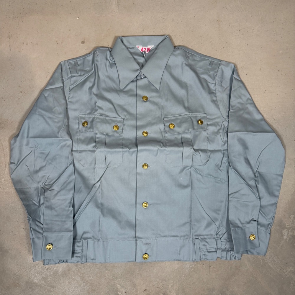 Vtg Deadstock 1949 Military East German Utility Shirt Jacket Blue Size 42N Large